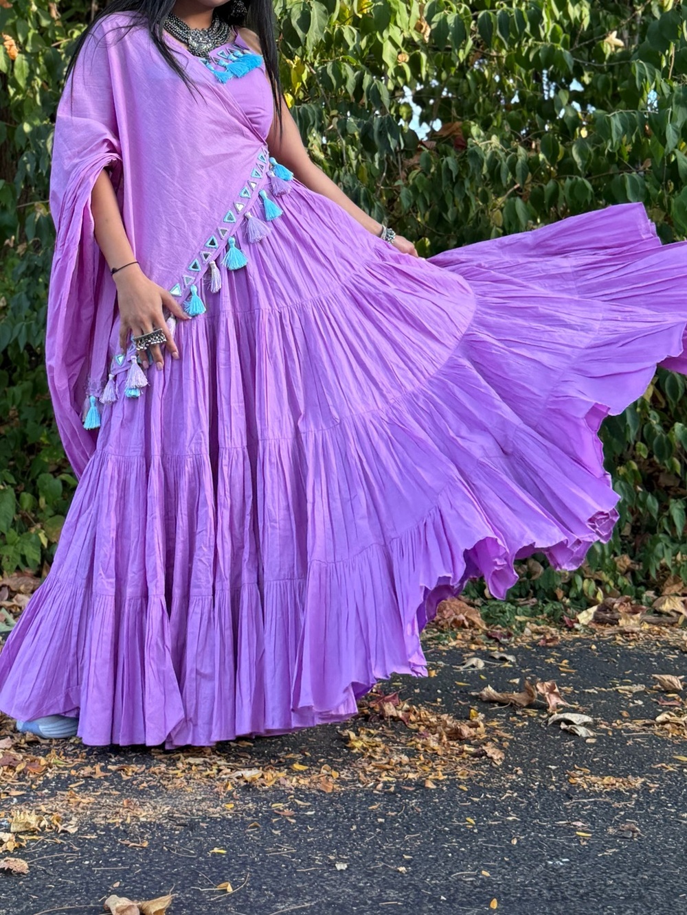 Designer Lavender Chaniyacholi with Mirror work Dupatta